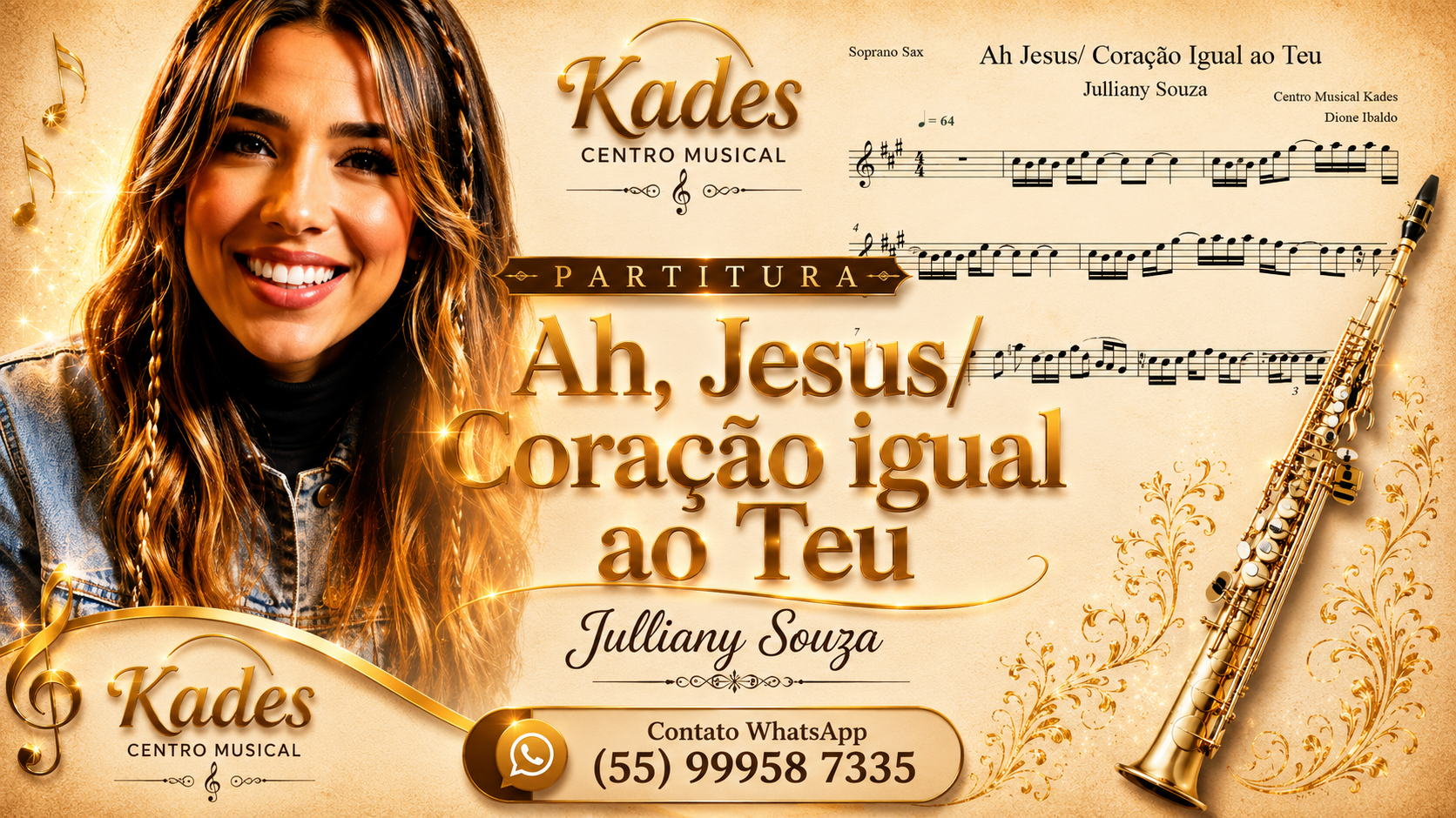 Partitura Ah Jesus/Coração Igual ao Teu - Julliany Souza - Sax Soprano