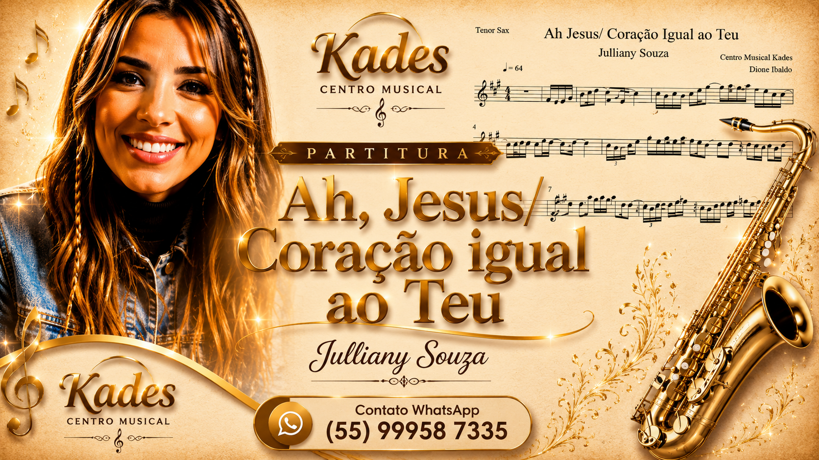 Partitura Ah Jesus/Coração Igual ao Teu - Julliany Souza - Sax Tenor