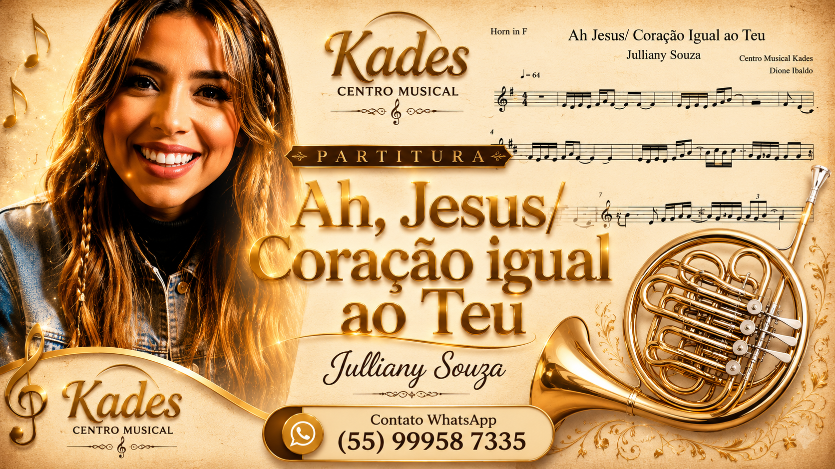 Partitura Ah Jesus/Coração Igual ao Teu - Julliany Souza - Trompa