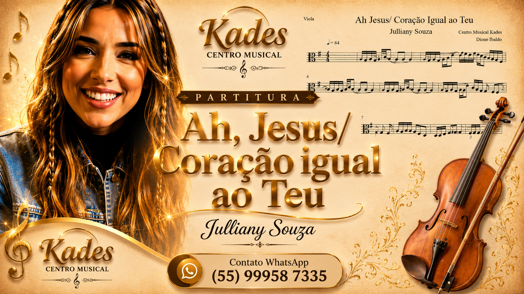Partitura Ah Jesus/Coração Igual ao Teu - Julliany Souza - Viola
