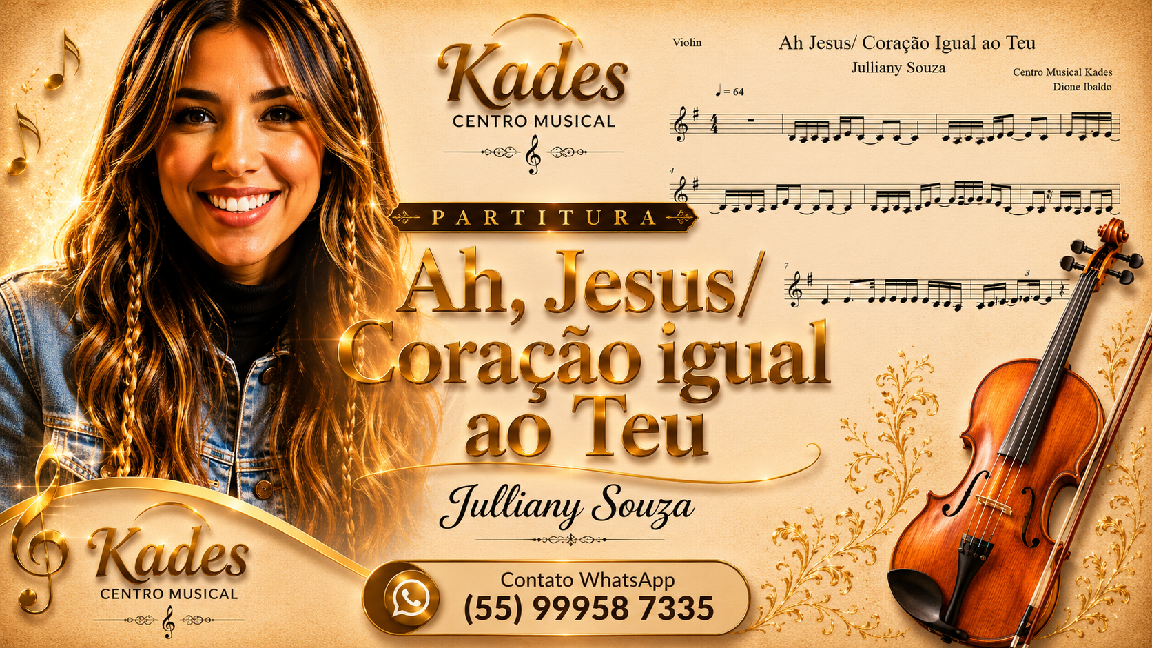 Partitura Ah Jesus/Coração Igual ao Teu - Julliany Souza - Violino