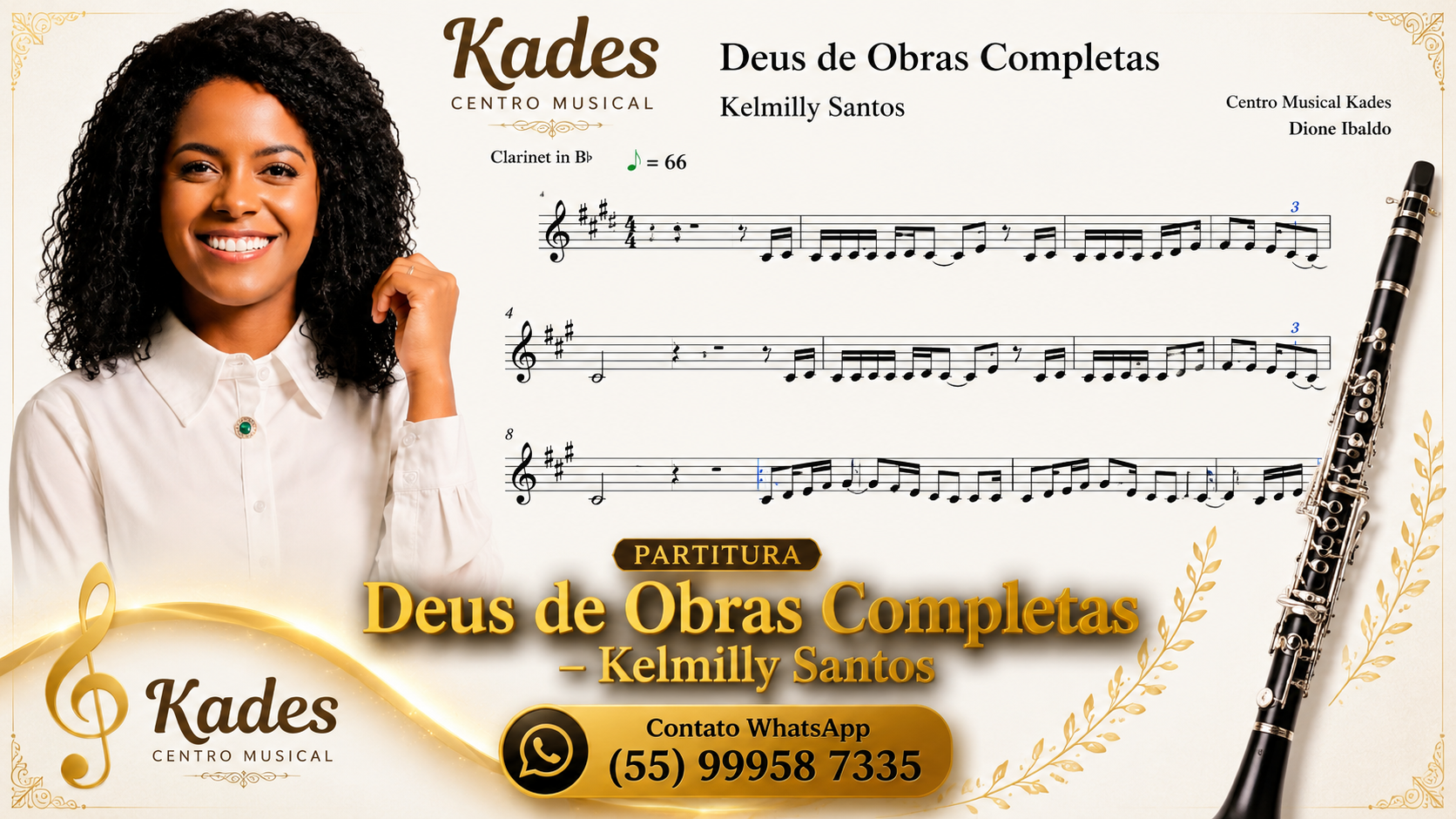Partitura Deus de obras completas - Kelmilly Santos - Clarinete