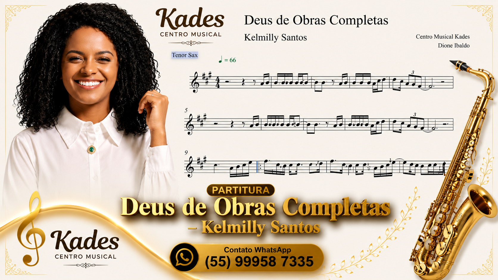 Partitura Deus de obras completas - Kelmilly Santos - Sax Tenor