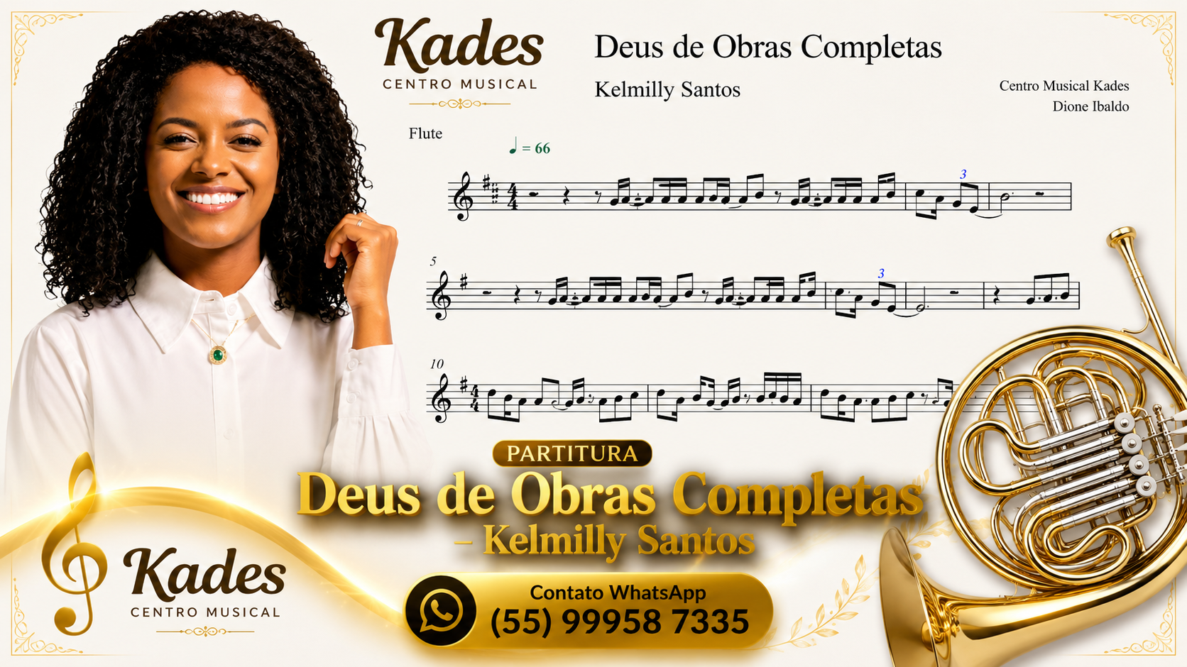 Partitura Deus de obras completas - Kelmilly Santos - Trompa
