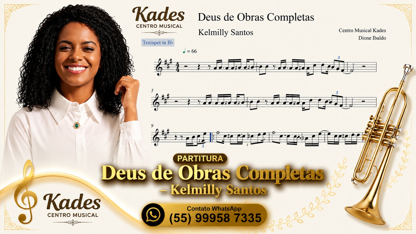 Partitura Deus de obras completas - Kelmilly Santos - Trompete