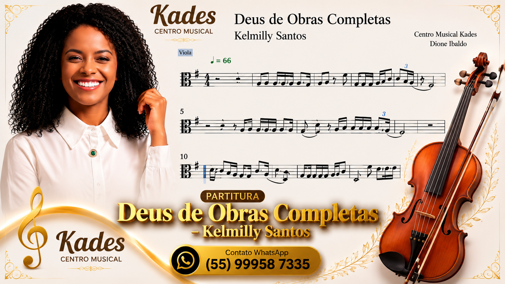 Partitura Deus de obras completas - Kelmilly Santos - Viola