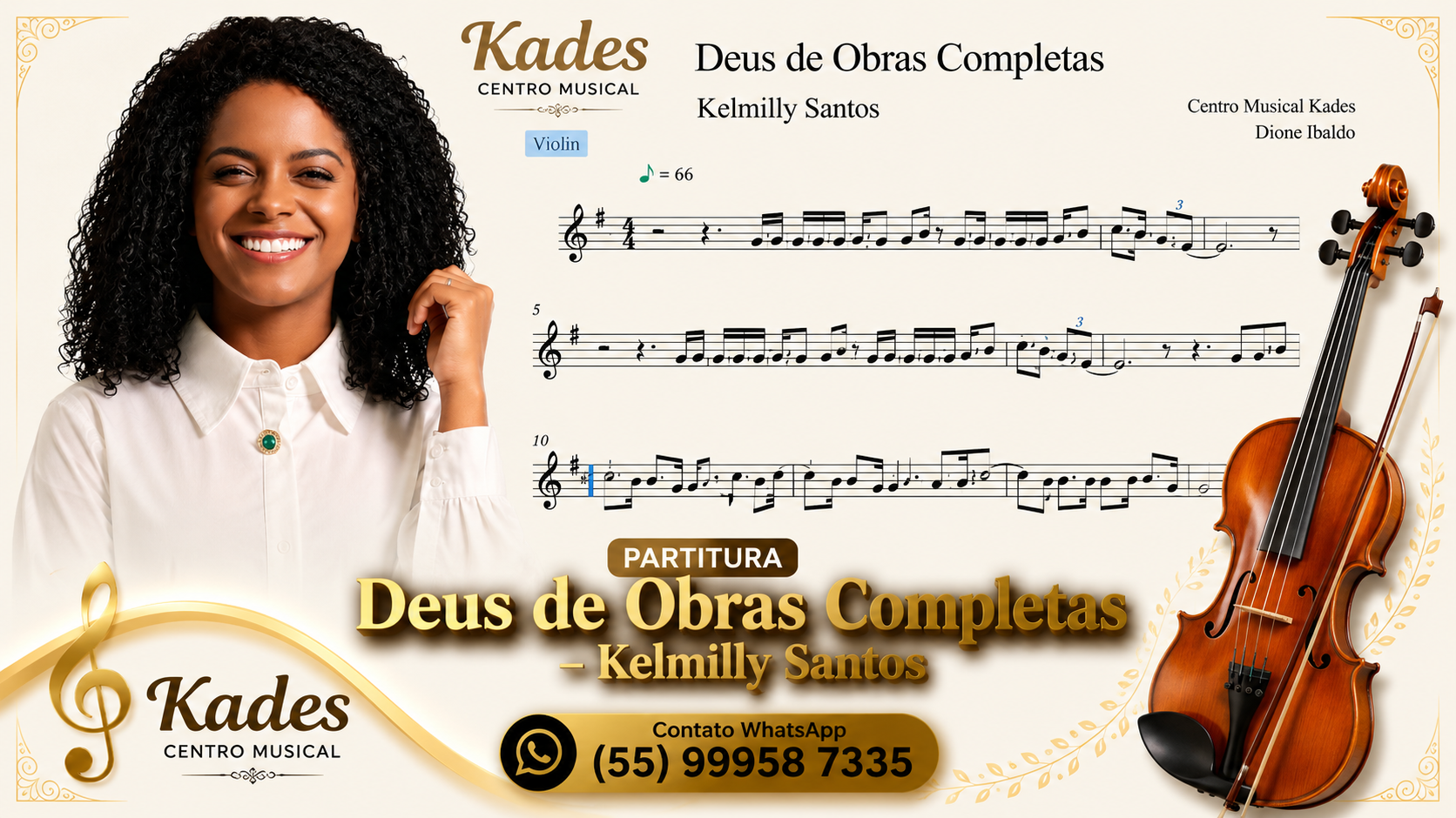 Partitura Deus de obras completas - Kelmilly Santos - Violino